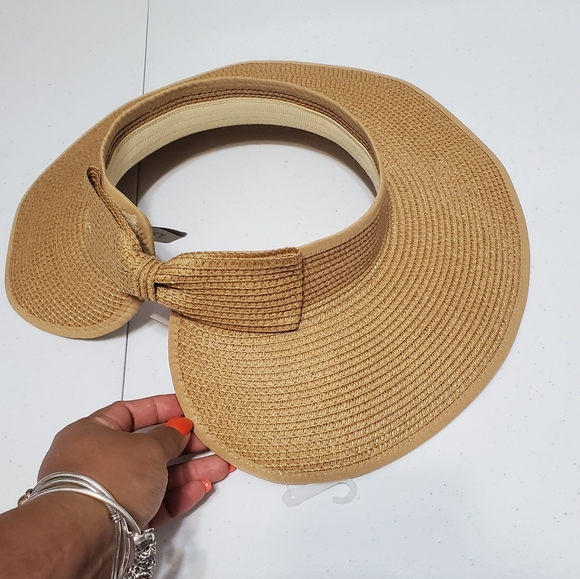 Loft Outlet Bow Straw Beach Tan Visor - Picture 3 of 6